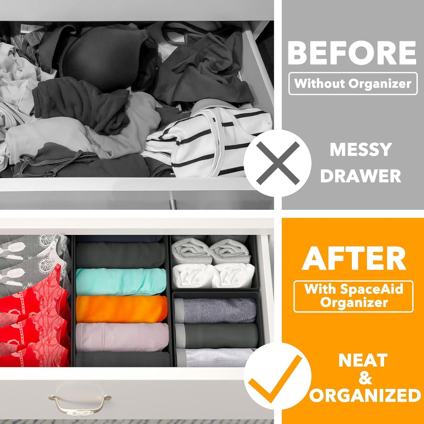 Drawer Organizer Clothes, 12 Pack Dresser Organizer Bins for Nursery, Closet Organization and Storage Dividers for Clothing, Baby Clothes, Underwears, Socks